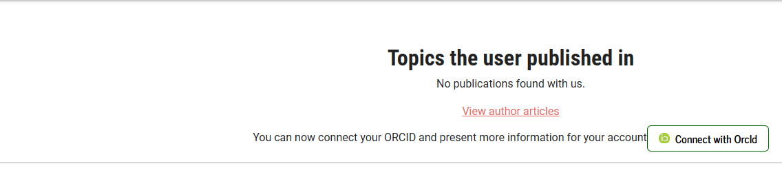 user profile page with the ability to connect to orcid